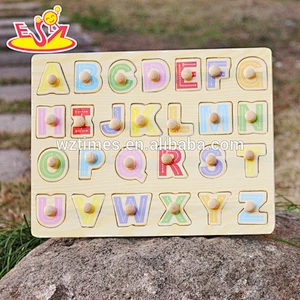 2018 top sale kids wooden alphabet puzzle educational alphabet puzzle W14M101
