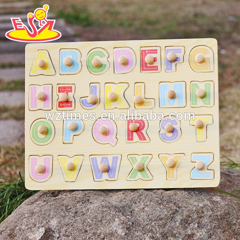 2018 top sale kids wooden alphabet puzzle educational alphabet puzzle W14M101