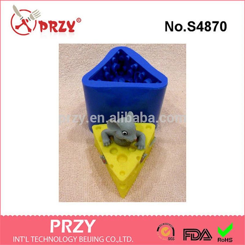 S4870 Mouse in a piece of cheese 3d silicone molds for soap food grade handmade soap mold
