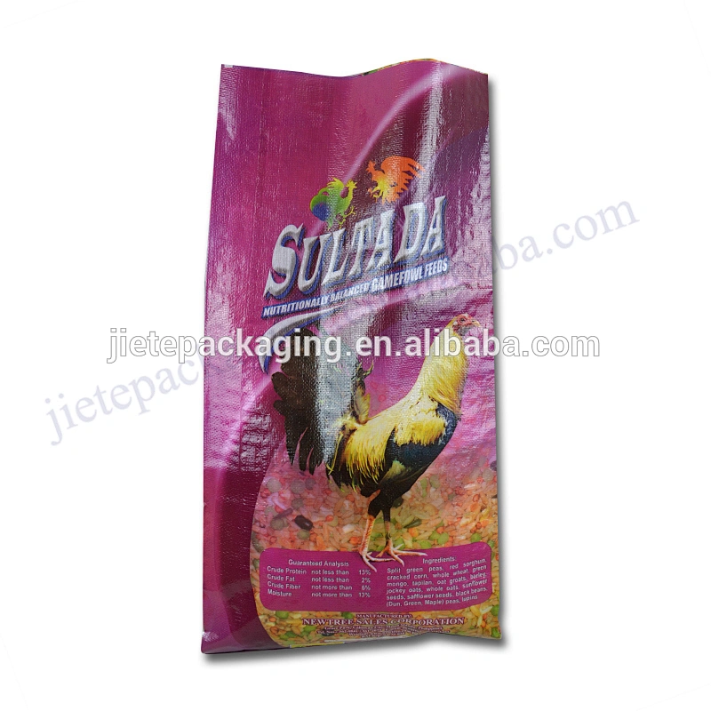 Customized 25kg design printed plastic bopp laminated pp woven feed bag for livestock,poultry
