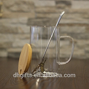 Drop shipping to Amazon warehouse directly unique design handmade glass cup with lid and spoon