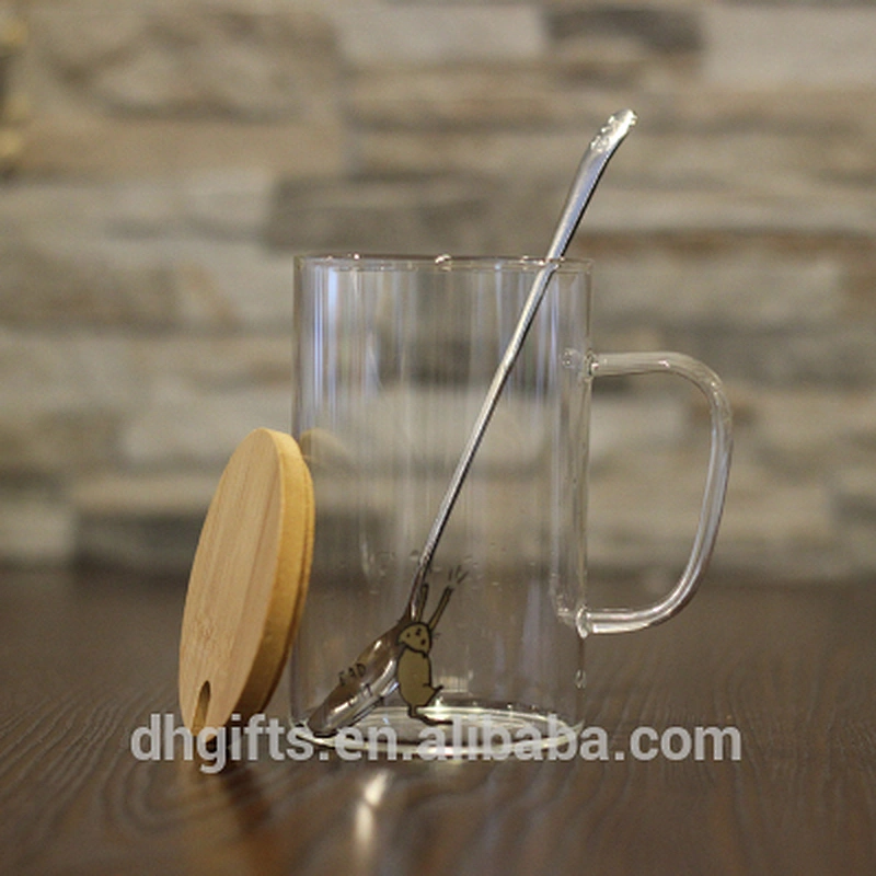 Drop shipping to Amazon warehouse directly unique design handmade glass cup with lid and spoon