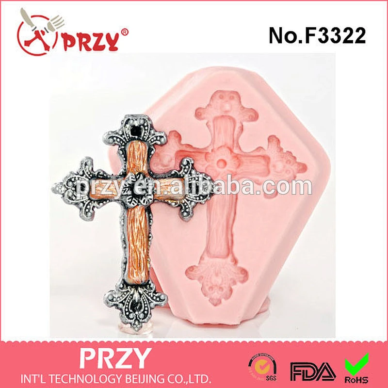 F3322 Silicone Rustic Cross Mold Mould for Fondant - Gum Paste - Chocolate - Candy