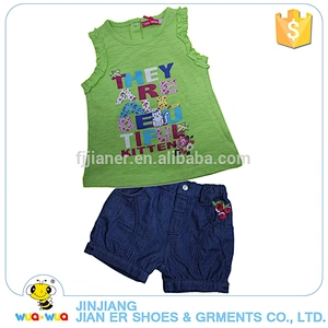 Print style kids summer sleeveless cotton breathable suit