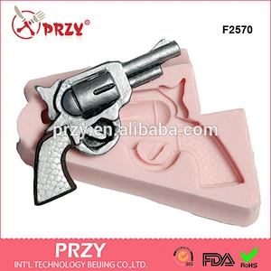 F2570 Crossed Pistols Silicone Molds /3D Pistol molds / fondant western pistol molds
