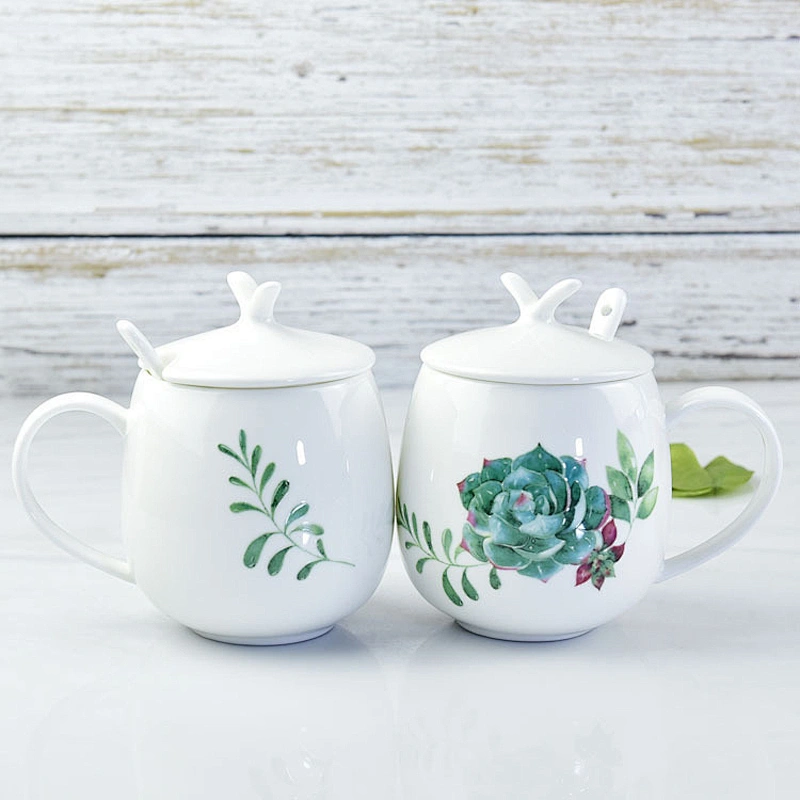 Free Sample Ceramic  Milk Mugs  Set With Lovely Flower Pattern Coffee Mugs  For Home And Office