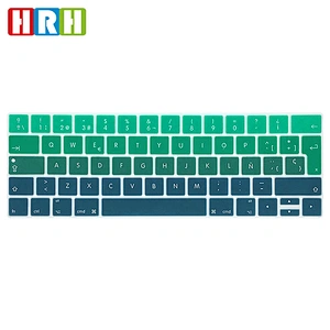 Silicone keyboard cover Rainbow Spanish Keyboard Protective Film keyboard skins For macbook pro touch bar 13 15