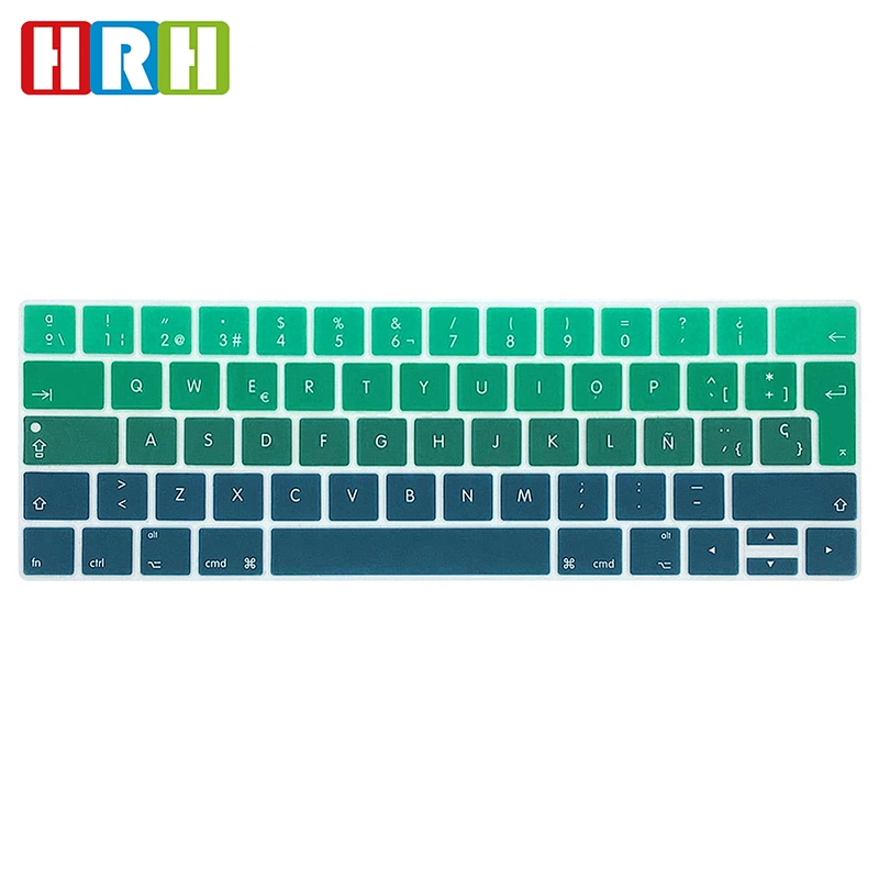 Silicone keyboard cover Rainbow Spanish Keyboard Protective Film keyboard skins For macbook pro touch bar 13 15