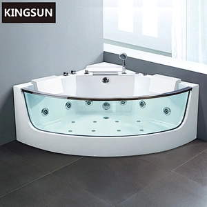 K-8947 Factory Low Price Sexy 6mm Tempered Transparent Glass Whirlpool Bathtub