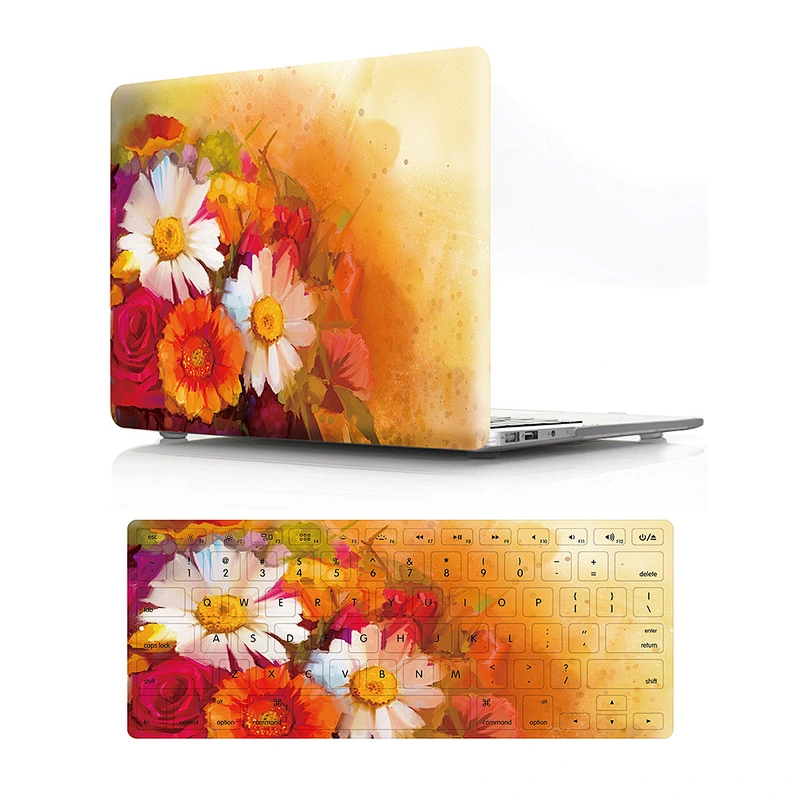 2 In 1 Stylish flower case Hard pc case and Keyboard Cover for Mac Book Pro Air 13 Inch Laptop 12 cover case for mac