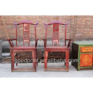 Solid Wood Antique Carved Armchair Dining Chairs