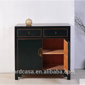 recycle pine wood antique style black chinese sideboard