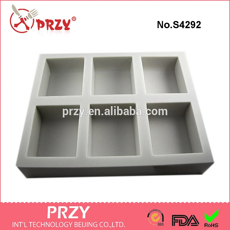 Square shape 6 hole soap molds silicone molds for soap making DIY toast soap loaf mold