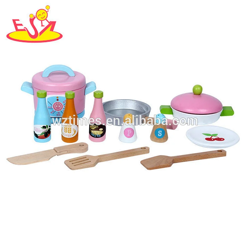 2018 freudige Kinderküche der Spielwaren spielt hölzernes Rollenspiel in rosa W10C379