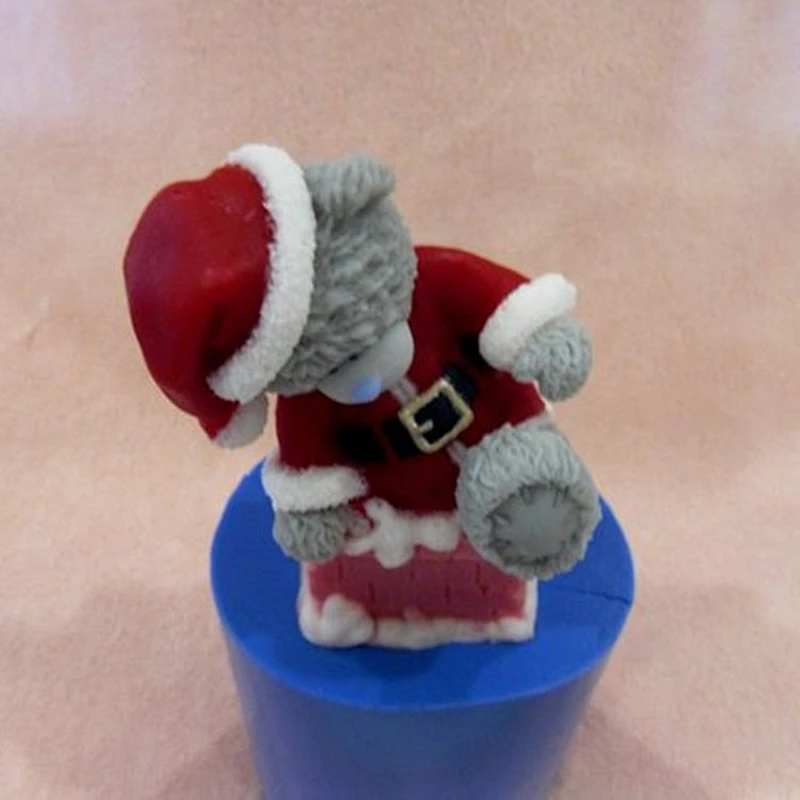 Christmas Soap silica molds 3d Teddy Santa Candle silicone molds for making soap