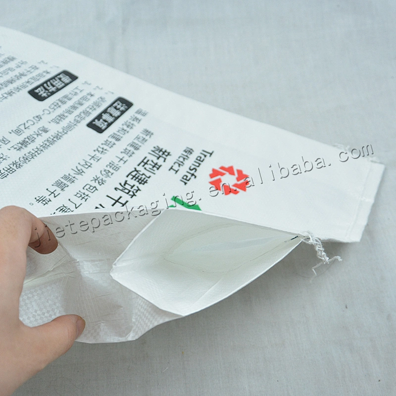 Moisture proof white plastic bopp laminated pp dry mortar bag for building sand, wall putty, cement,tile adhesive