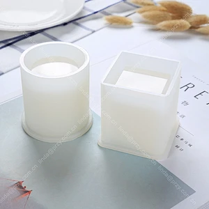 Round Mirror Pen Holder Silicone Mold DIY Dried square Flower Crystal Epoxy Flower Pot Pen Insert Concrete Storage Molds