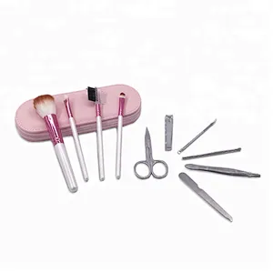 4pcs makeup brushes private label beauty cosmetics with 6pcs manicure set portable makeup artist brush set