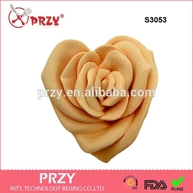 S3053 3d heart shape rose mold rose Homemade Silicone Soap Mold
