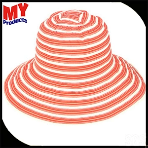 2017 hot sale ladies crushable promotional foldable color stripe hat
