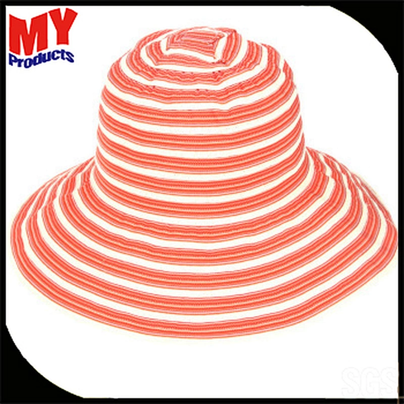 2017 hot sale ladies crushable promotional foldable color stripe hat