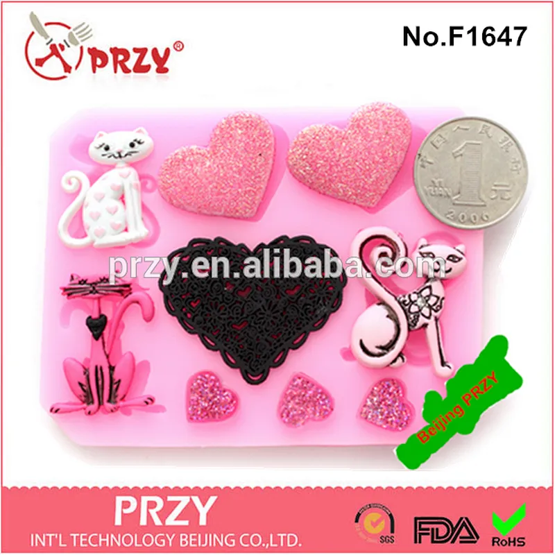 2015 hotsale cats decorative silicone molds for fondant