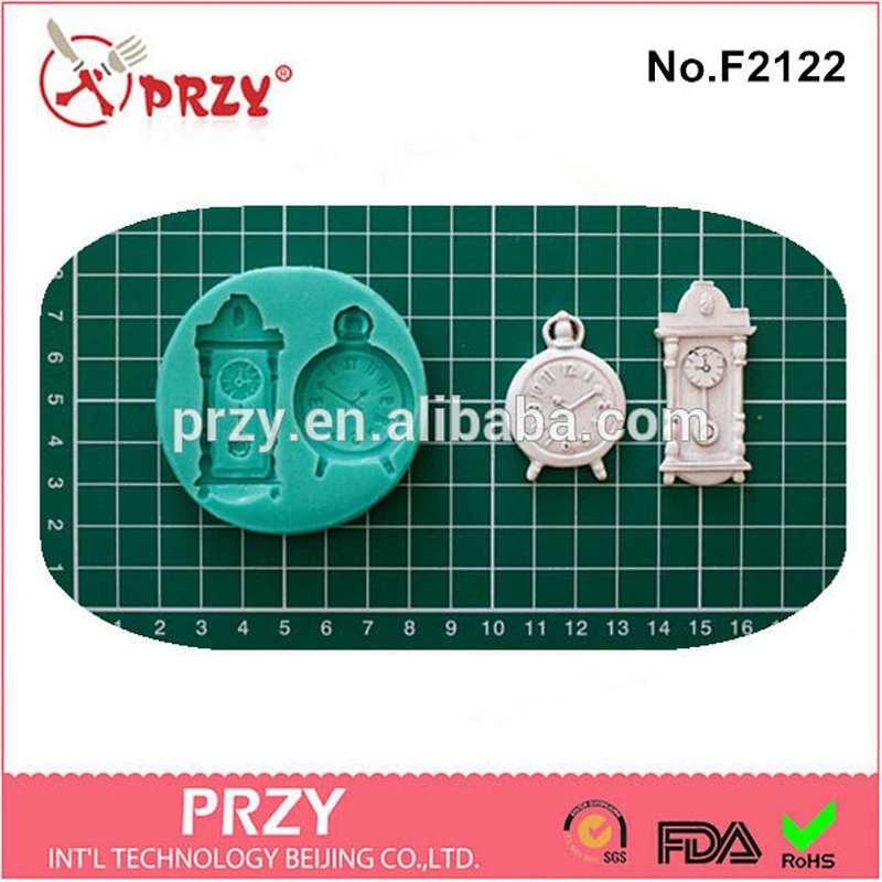 F2122 PRZY gum paste Clocks silicone fondant mold