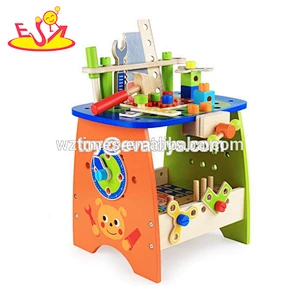 wholesale DIY pretend children wooden workbench toy interesting baby wooden workbench toy W03D028