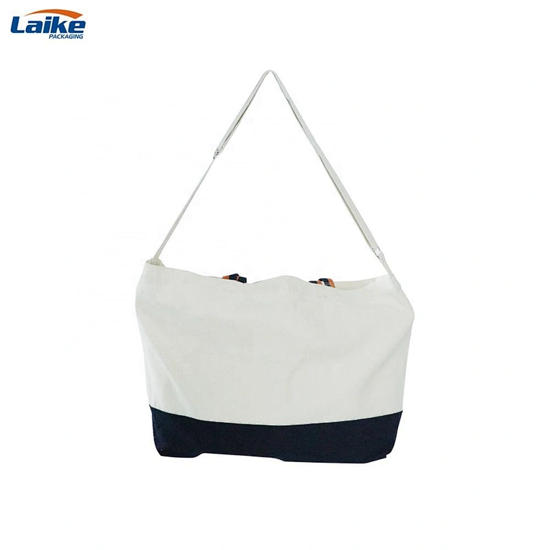 Promotional cotton canvas tote shoulder bag with zipper logo printed beach bag handbag