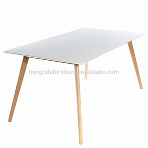 scandinavian solid wood oak Rectangle Dining Table with White MDF top