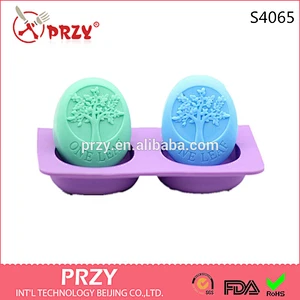 S4065 DIY handmade soap dual oval silicone mold happy tree cold soap making mold SOAP 90 g meaning peace