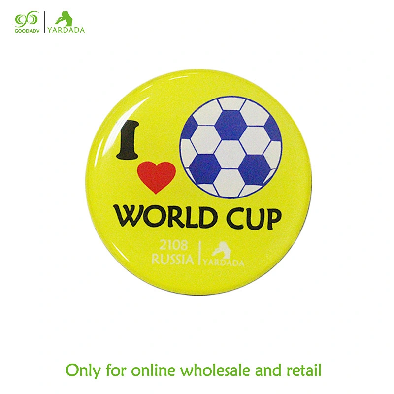 Yellow football pattern children's toys epxoy fridge magnet, has good material for ecology, advertising and promotional gifts.