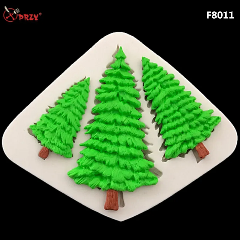 Promotion New Style Three trees Fondant mould Silicone Christmas tree Cake Decoration silicone molds