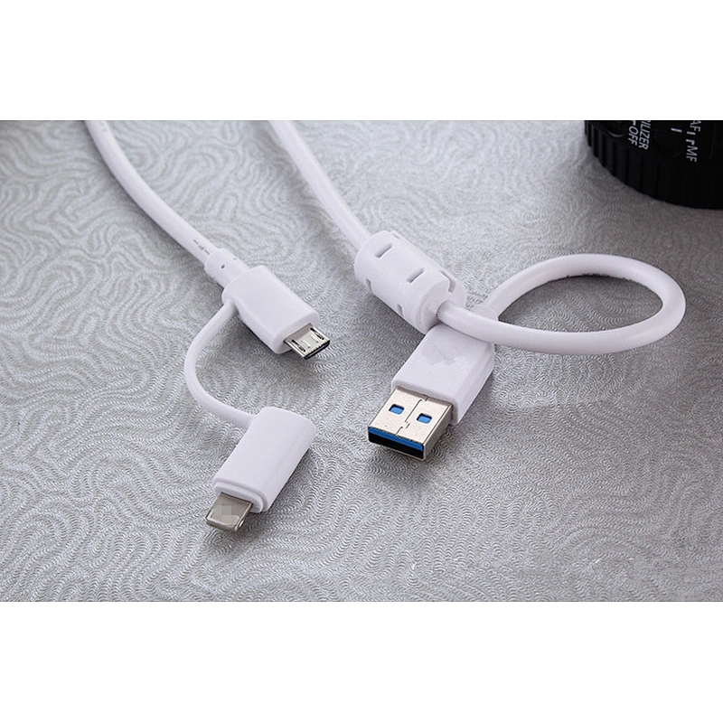High quality cheap insulated 2 in 1 PVC flat data cable with micro usb for iphone 8 7 6