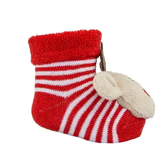 3d cartoon snow man christmas red baby thick terry socks
