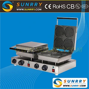 Double head electric circle and churro egg waffle iron baking machine