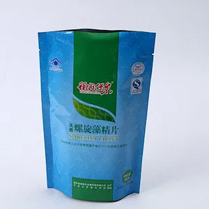 Custom plastic material polyethylene pe bag for Spirulina packaging