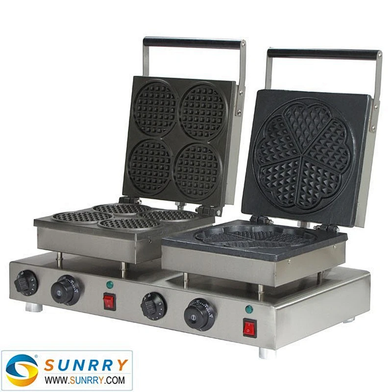 Industrial automatic 6 rectangle and 1 flower waffle maker machine and egg cake maker
