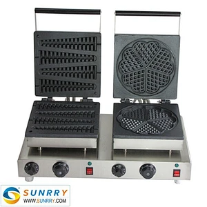 Industrial lolly waffle pressing machine maker and heart shape waffle baker for sale (SUNRRY SY-WM53D)