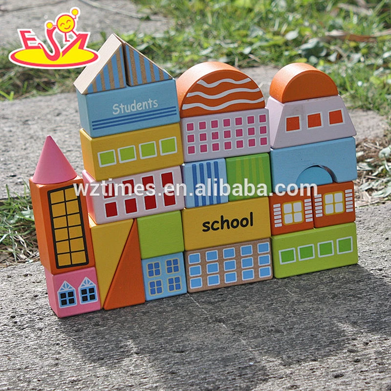 2018 New design 25 pieces children wooden building blocks for kids educational wooden building blocks for kids W13A122