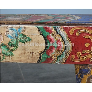 Chinese antique solid wood stool bench hand painting bed end furniture Bench