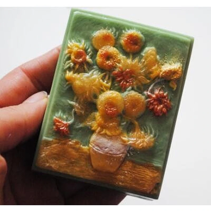 Handmade Van Gogh Create Sunflower Pattern Soap Craft Silicone Mold