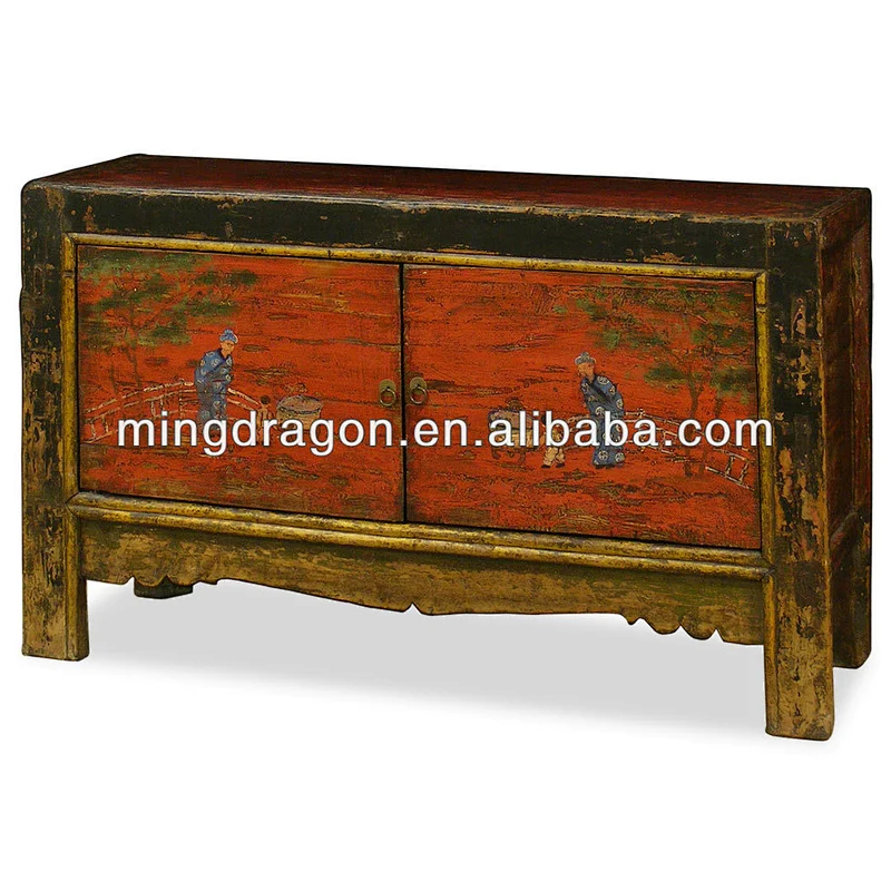 Chinese antique hand painted tibetan cabinet