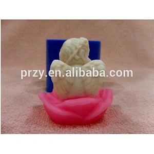 Angel sitting on a flower silicone mold for soap and candles making mould