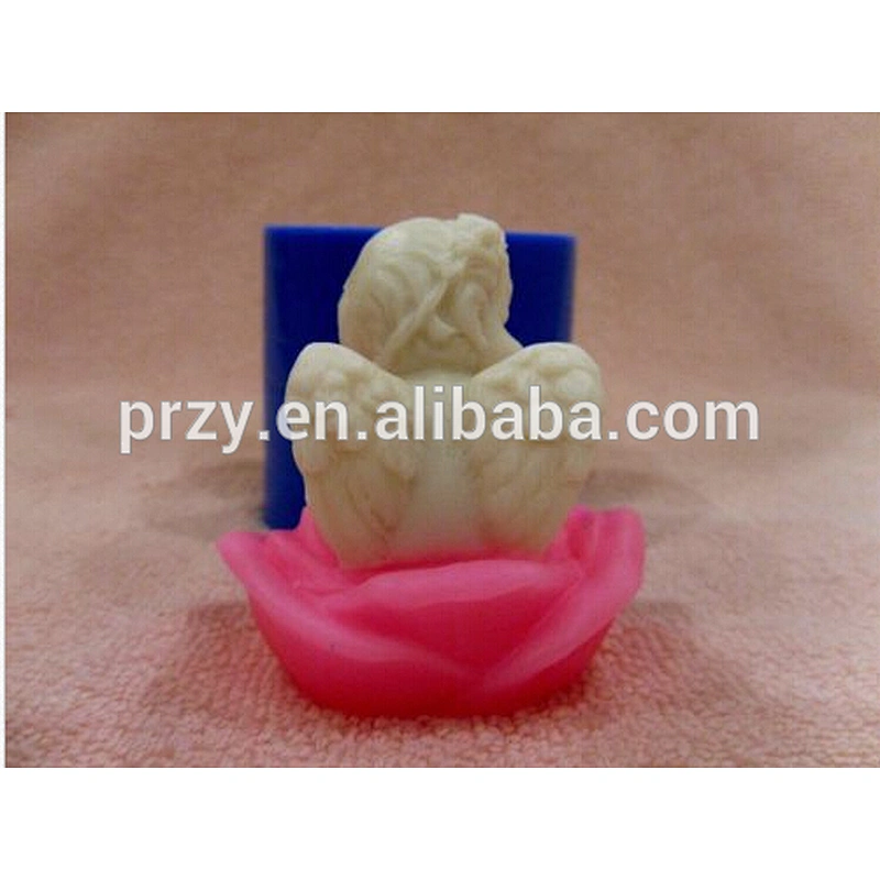 Angel sitting on a flower silicone mold for soap and candles making mould
