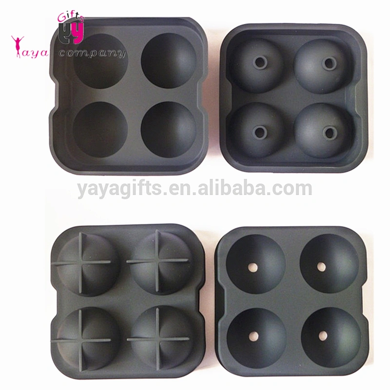 4pcs Whiskey Cocktail Custom Logo Silicone Ice Ball Mold With Lid