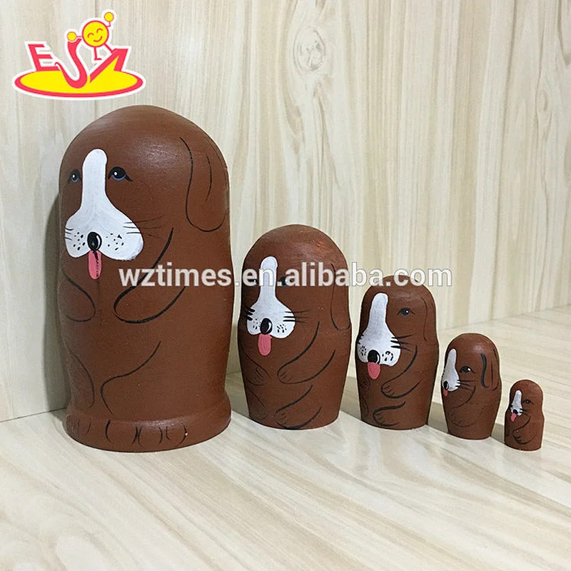 2018 Wholesale cheap child nesting dolls wooden custom russian dolls with high quality W06D107