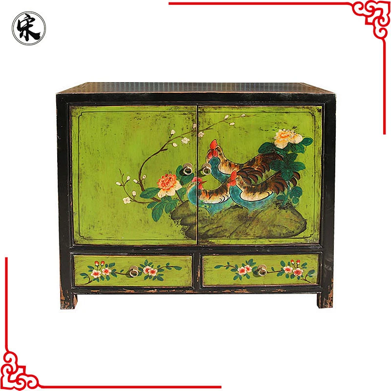 Chinese solid wood pine painted furniture for stores use