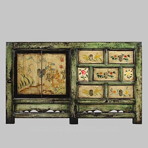 factory price reproduction solid wood hand painting chinese antique style furniture cabinet