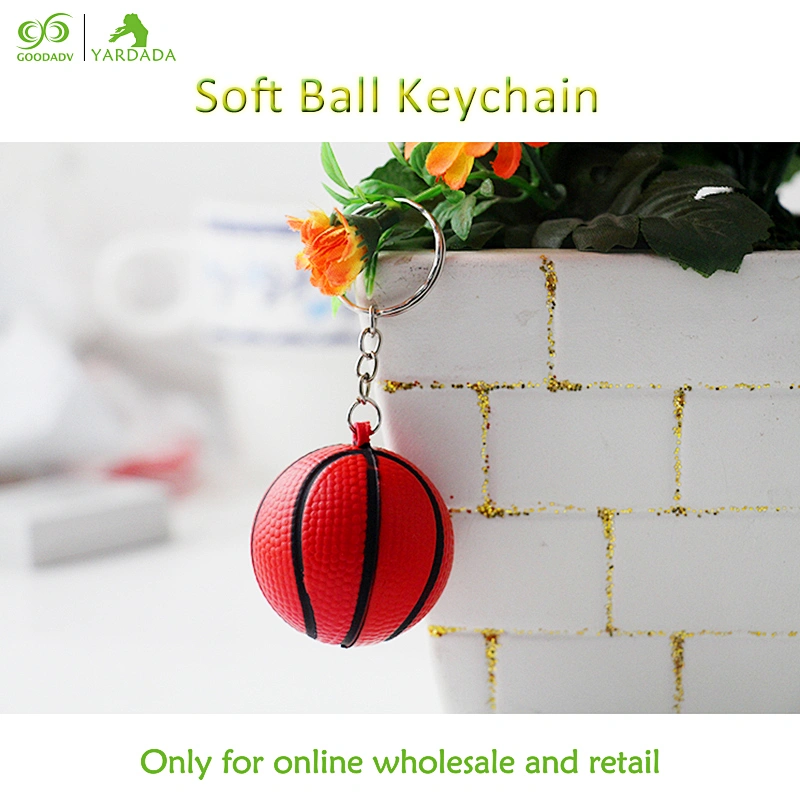 Cute mini basketball Pu key buckle pendant, basketball fans like Keychain mobile phone hanger, children's toy elastic ball.